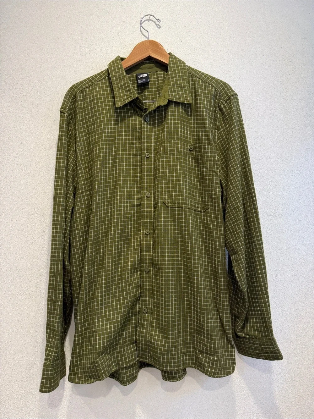 The North Face Olive Green Windowpane Plaid Button-Down Shirt